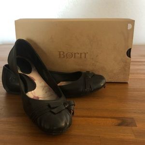 Born black leather flats